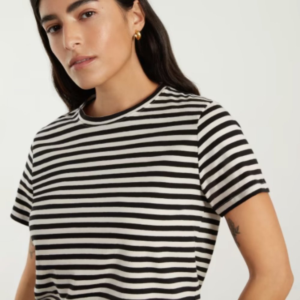 NWT Everlane The Organic Cotton Box-Cut Tee - Stripe (Size Small)
